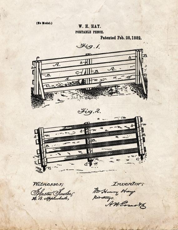 Portable Fence Patent Print