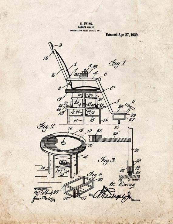 Barber's Chair Patent Print