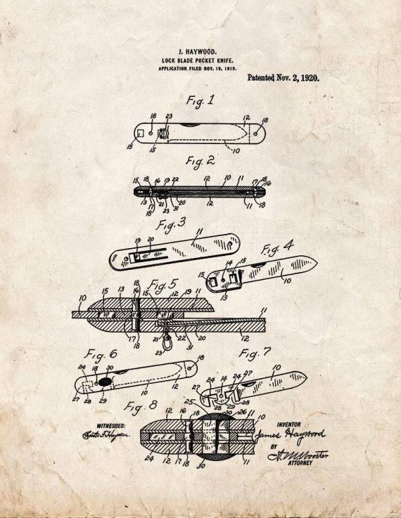 Pocket Knife Patent Print