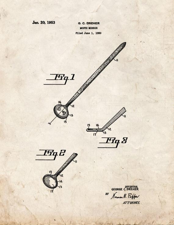 Dental Mouth Mirror Patent Print