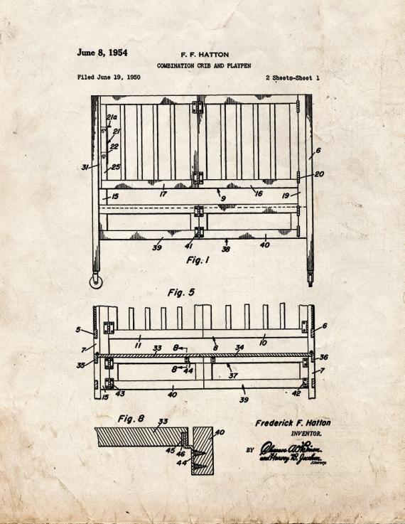 Baby Crib Patent Print