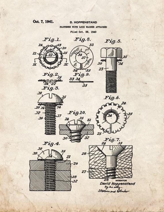 Fastener With Lock Washer Attached Patent Print