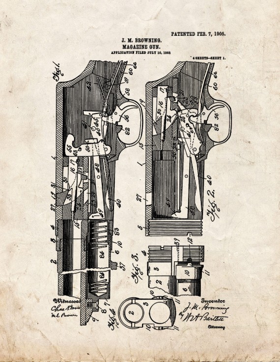 Stevens 520 pump action Shotgun Patent Print