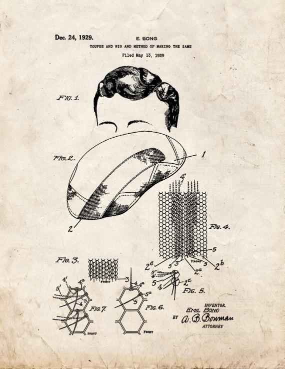 Toupee and Wig Patent Print