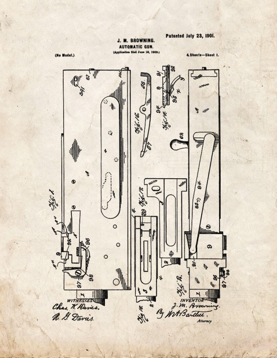 M1917 Browning Machine Gun Patent Print
