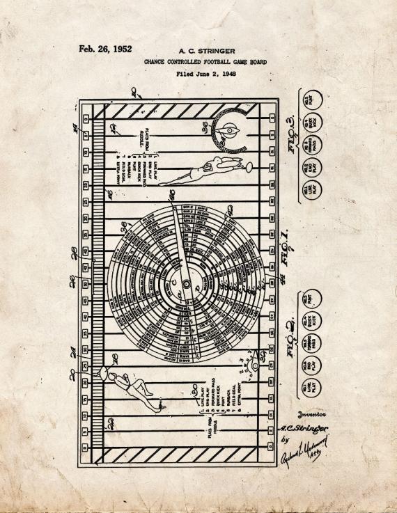 Football Game Board Patent Print