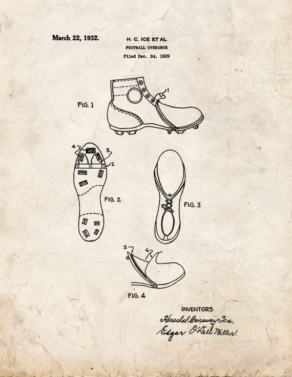 Football Overshoe Patent Print