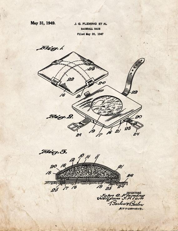 Baseball Base Patent Print