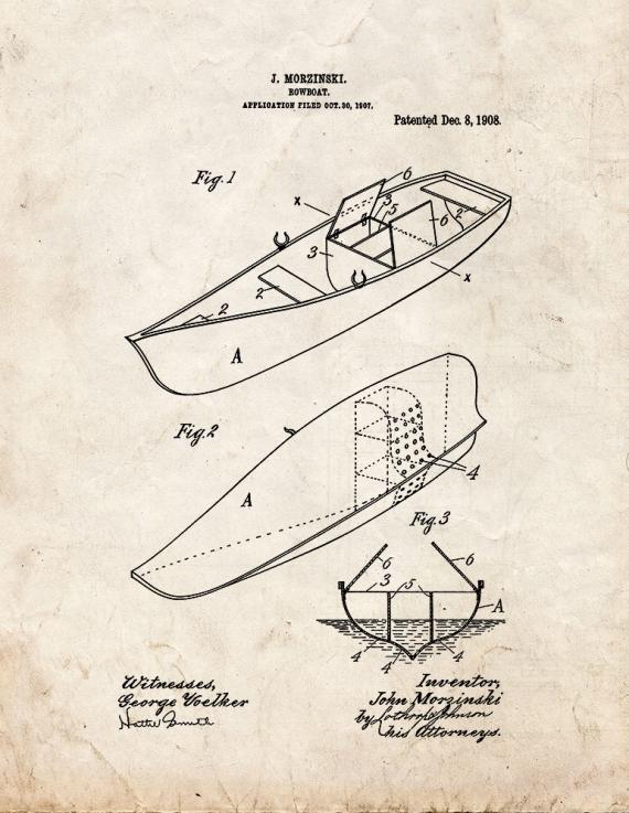 Rowboat Patent Print