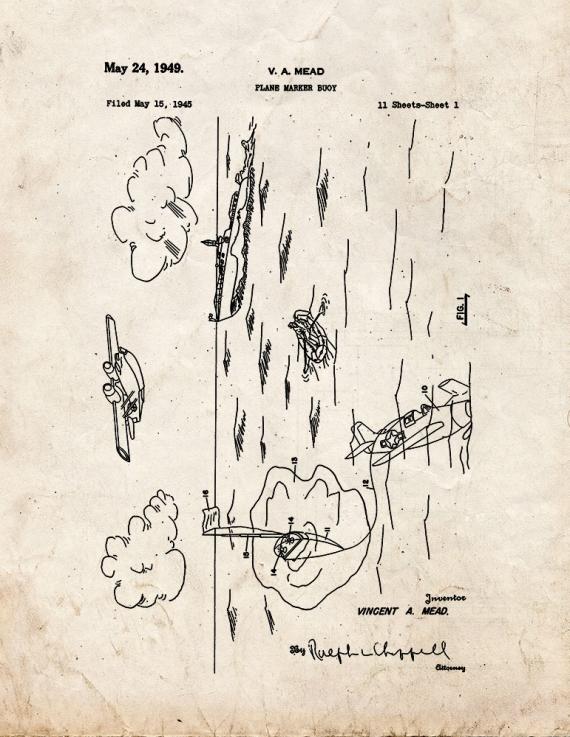 Plane Marker Buoy Patent Print