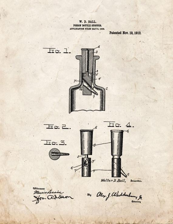 Poison-bottle Stopper Patent Print