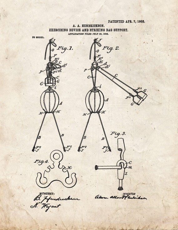 Exercising Device and Striking-bag Support Patent Print