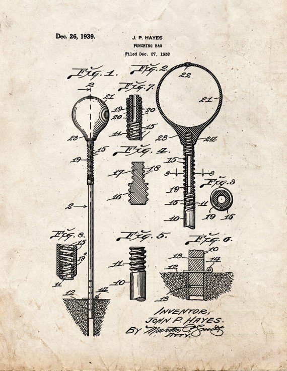 Punching Bag Patent Print