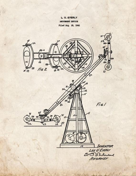 Amusement Device Patent Print