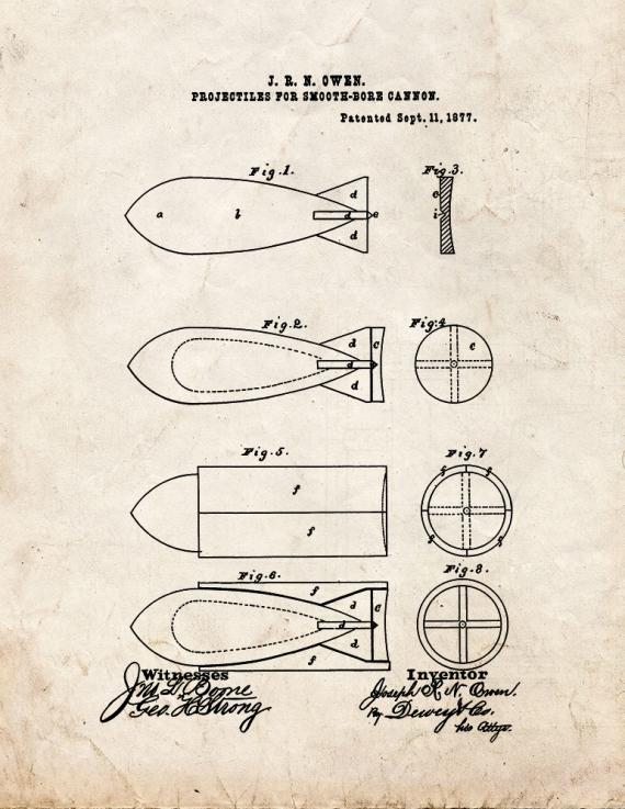 Projectiles For Smooth-Bore Cannon Patent Print