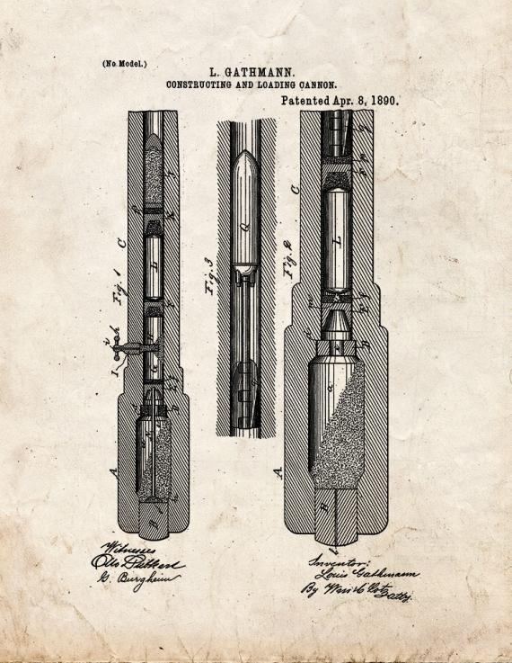 Constructing And Loading Cannon Patent Print