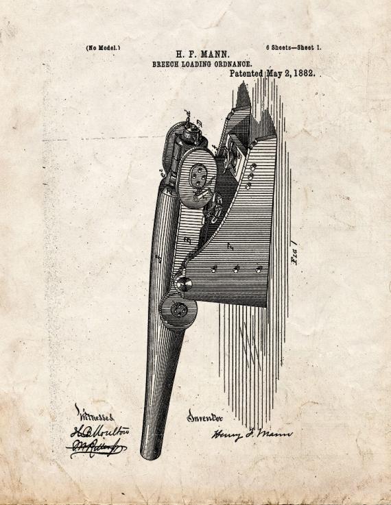 Breech Loading Ordnance Patent Print