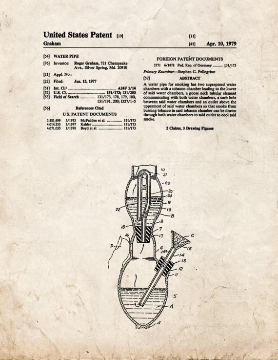 Water Pipe Patent Print