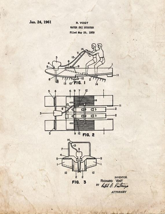 Water Ski Scooter Jetski Patent Print