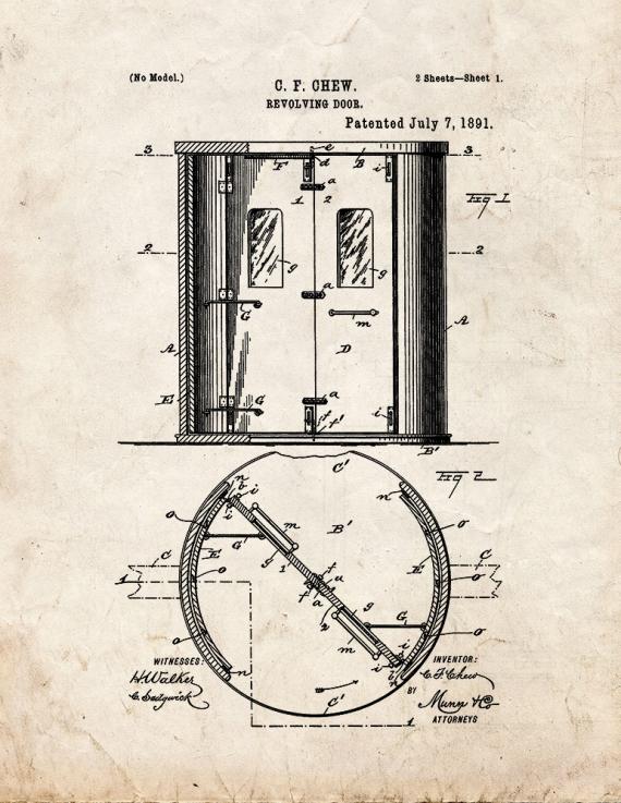 Revolving Door Patent Print