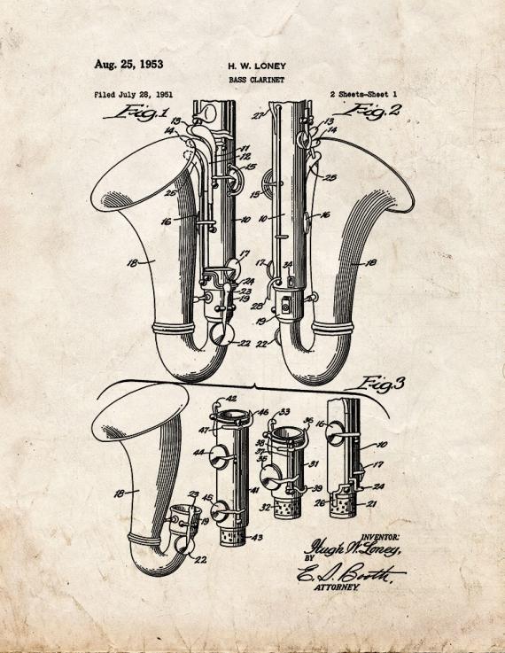 Bass Clarinet Patent Print