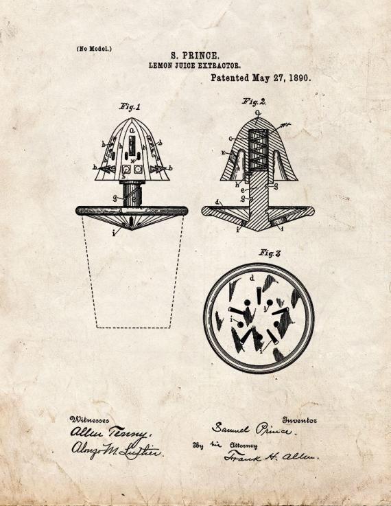 Lemon-Juice Extractor Patent Print