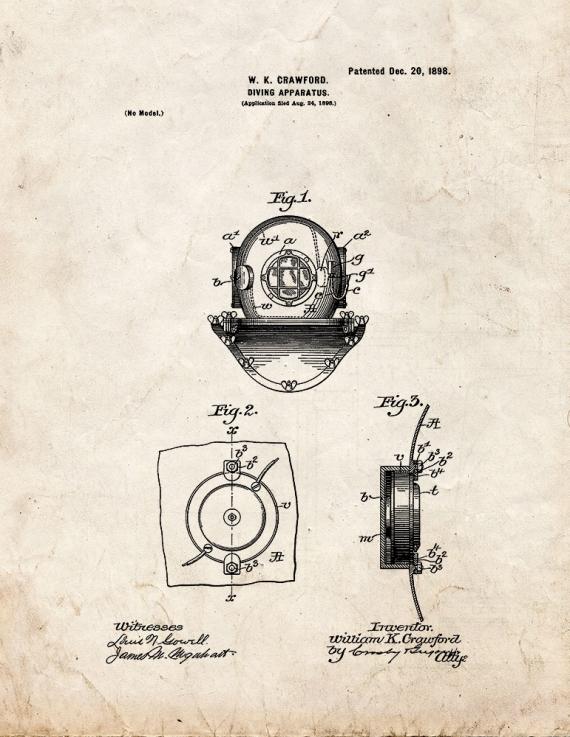 Diving Apparatus Patent Print