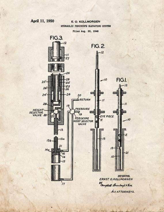Hydraulic Periscope Elevating System Patent Print
