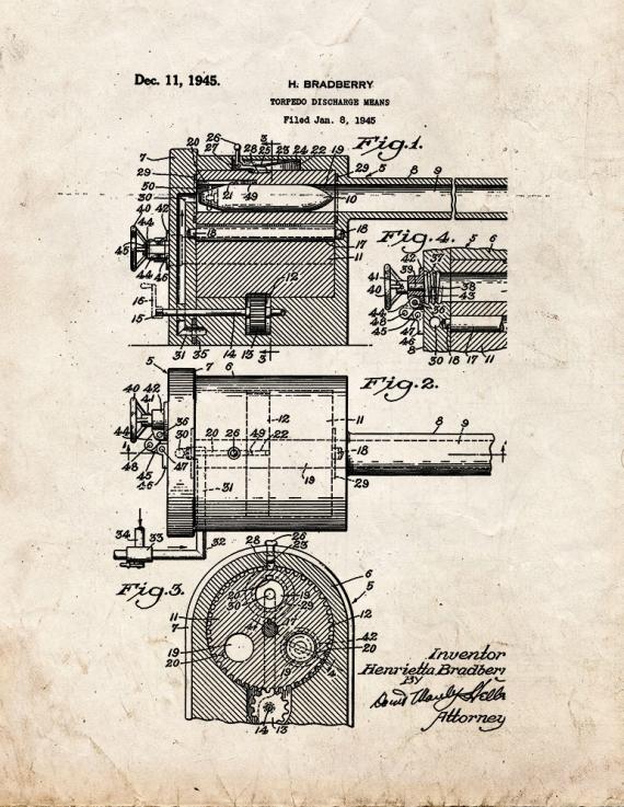Torpedo Discharge Means Patent Print