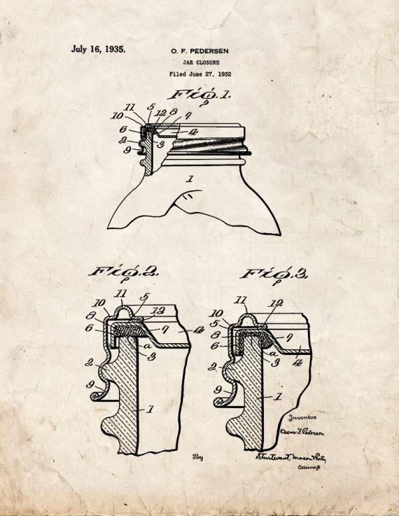 Jar Closure Patent Print