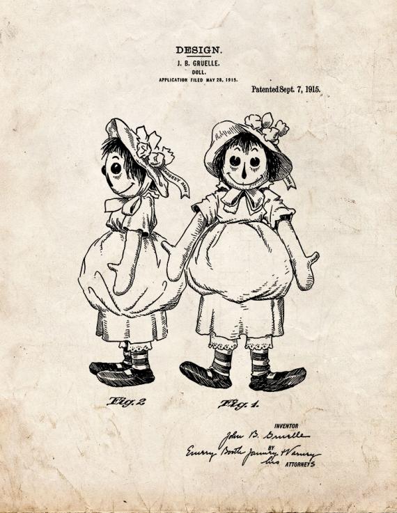 Raggedy Ann Doll Patent Print