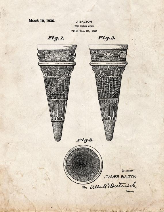 Ice Cream Cone Patent Print