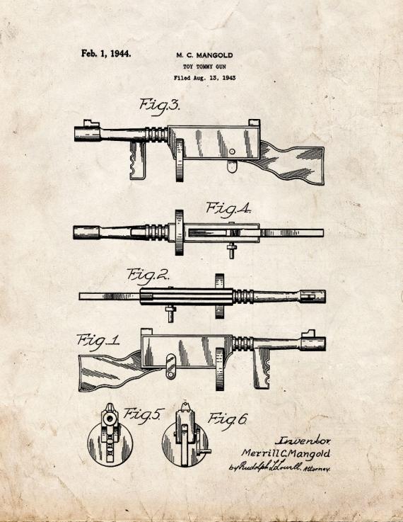 Toy Tommy Gun Patent Print