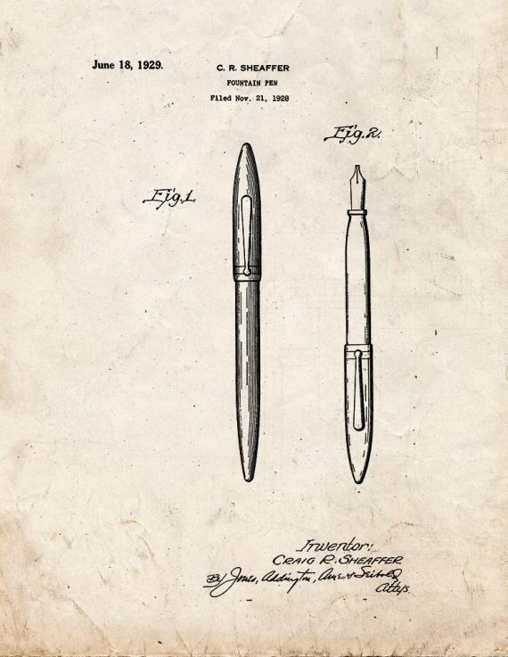 Fountain Pen Patent Print