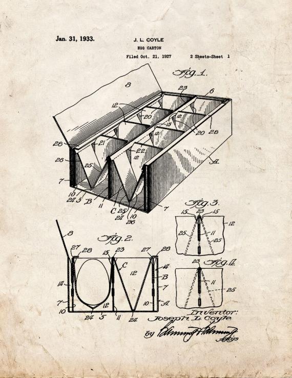 Egg Carton Patent Print