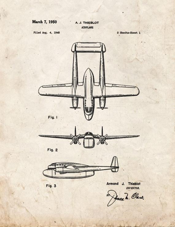 Airplane Patent Print