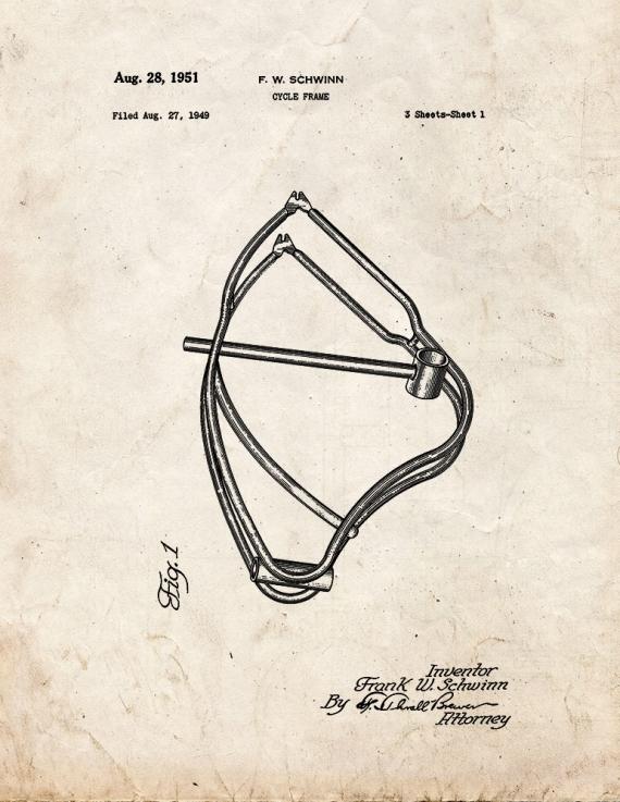 Cycle Frame Patent Print
