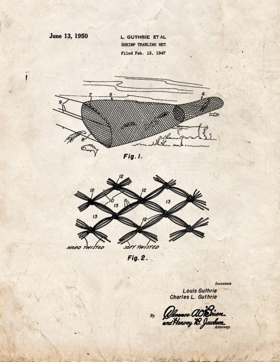 Shrimp Trawling Net Patent Print