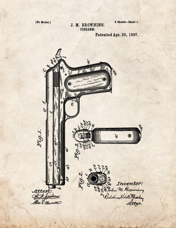 Colt 1900 automatic Pistol Patent Print