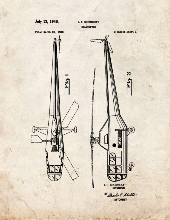 Helicopter Patent Print