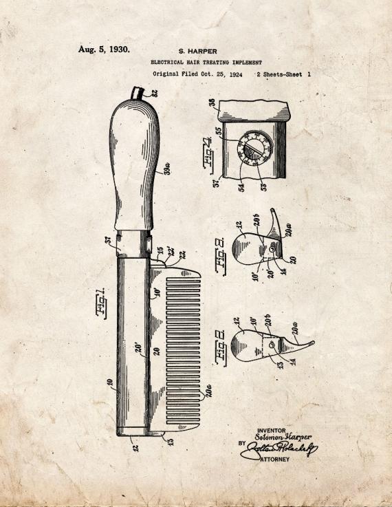 Electrical Hair-treating Implement Patent Print