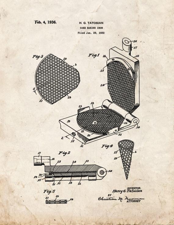 Cake Baking Iron Patent Print