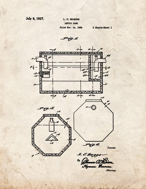 Septic Tank Patent Print