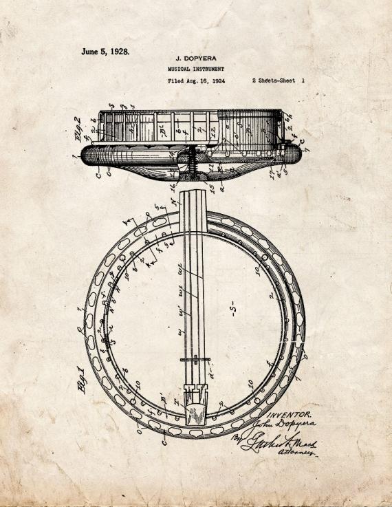 Musical Instrument Patent Print