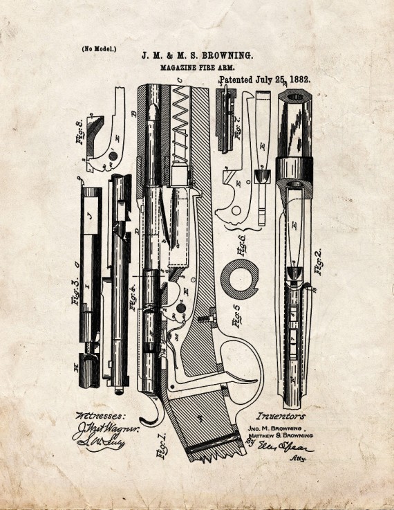 Magazine firearm Patent Print