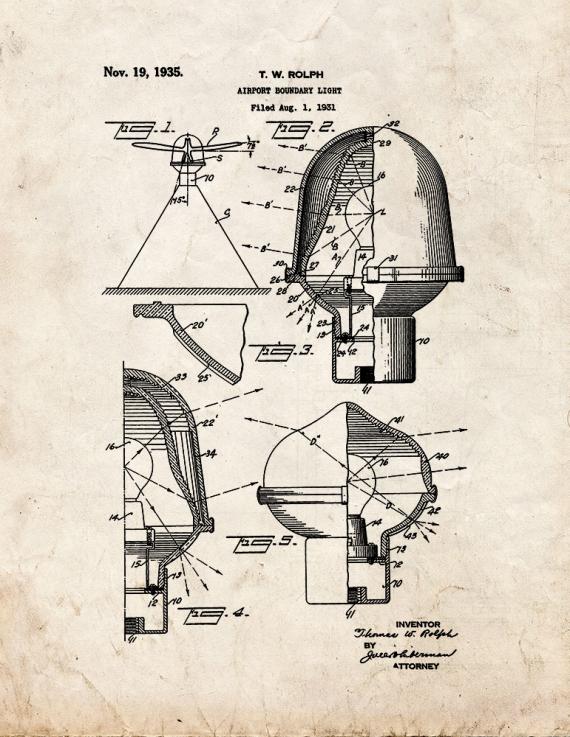 Airport Boundary Light Patent Print