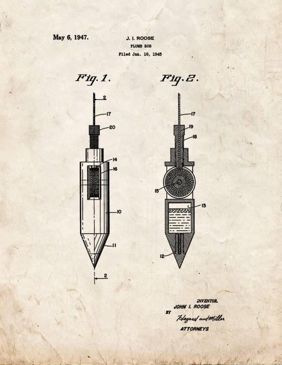 Plumb Bob Patent Print