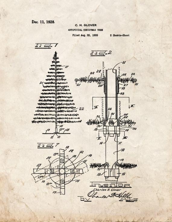 Artificial Christmas Tree Patent Print
