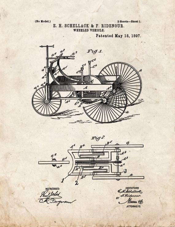 Wheeled Vehicle Patent Print