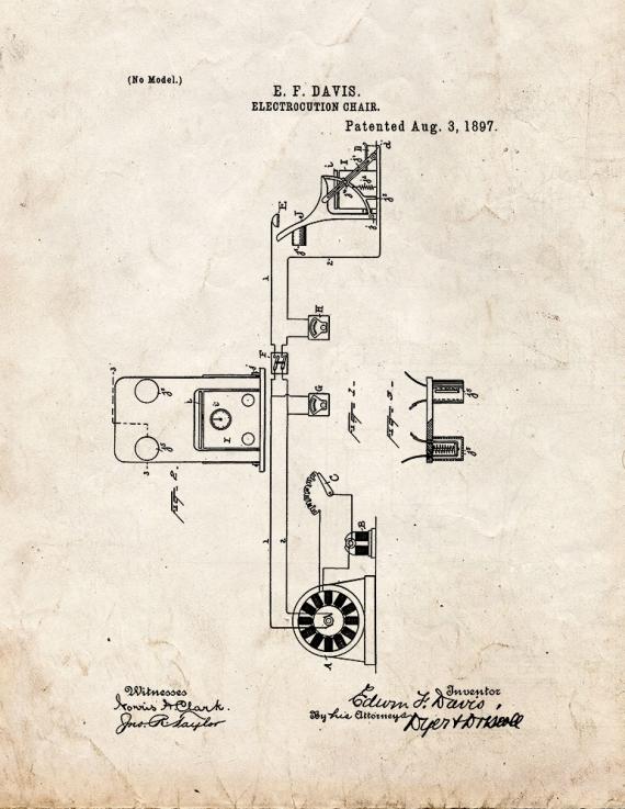 Electrocution Chair Patent Print